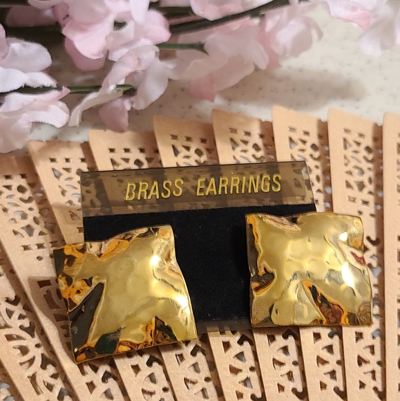 80's earrings Brass for sale - Picture 4 of 14